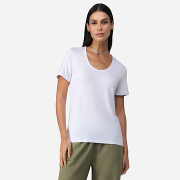 Tech T-Shirt Modal Gola U Feminina - Branco