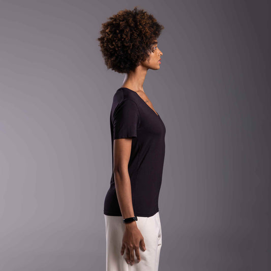 Tech T-Shirt Modal Gola U Feminina - Preto