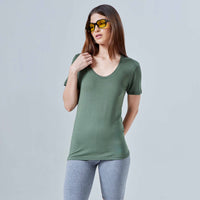 Tech T-Shirt Modal Gola U Feminina - Verde Figo