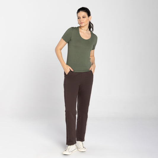 Tech T-Shirt Modal Gola U Feminina - Verde Figo