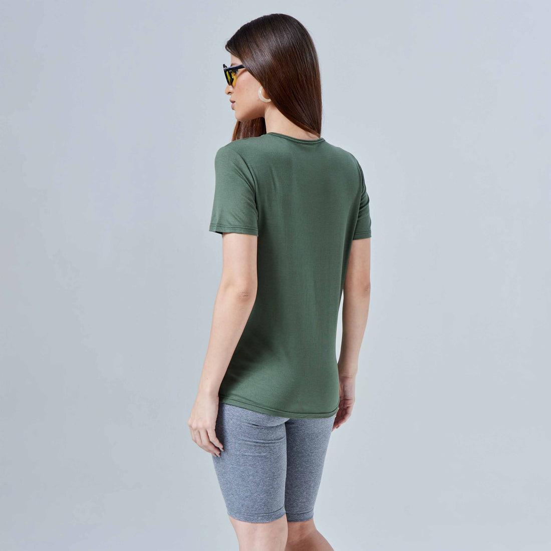 Tech T-Shirt Modal Gola U Feminina - Verde Figo