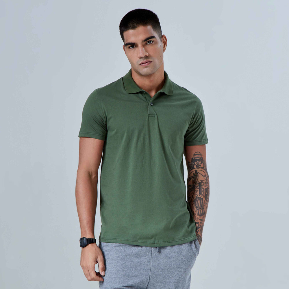 Camisa Polo Tech Anti Odor Masculina - Verde Figo