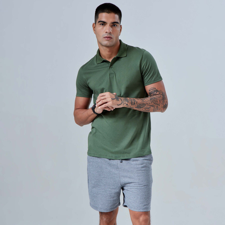 Camisa Polo Tech Anti Odor Masculina - Verde Figo