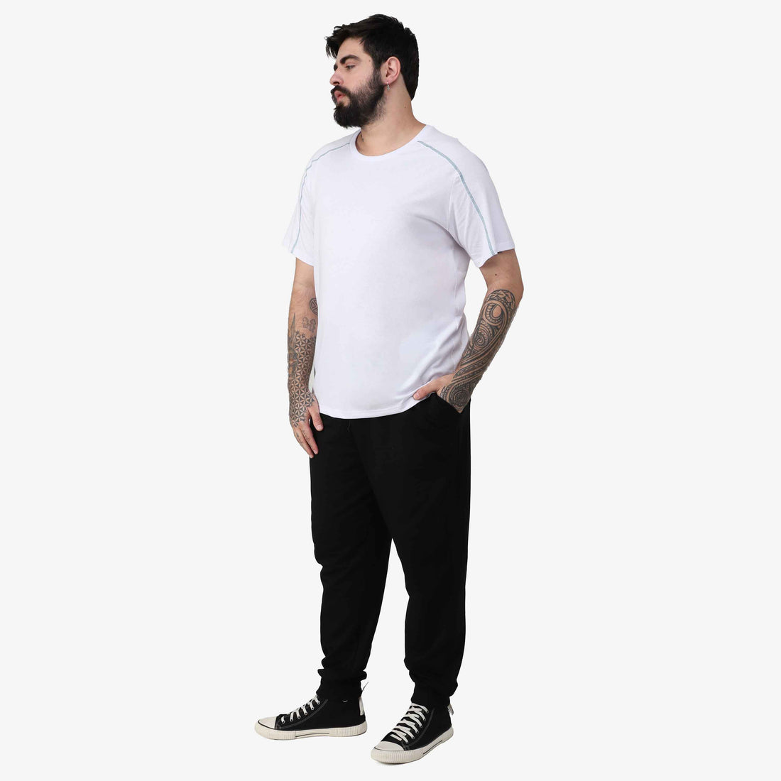 Tech T-Shirt Contraste Impermeável Plus Masculina - Branco