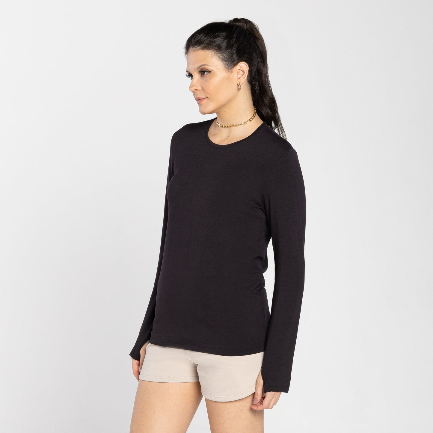 Tech T-Shirt Modal Manga Longa - Preto