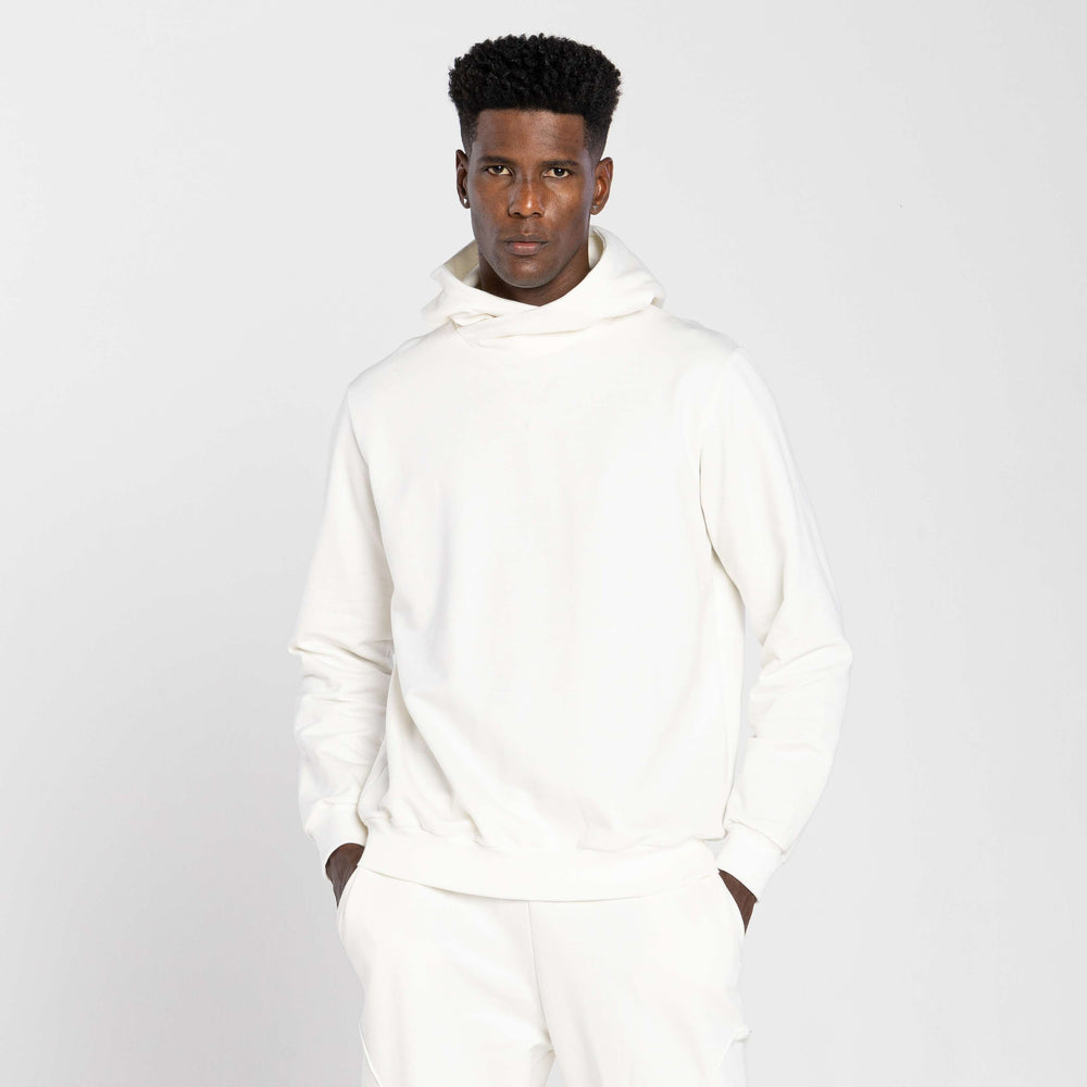 Blusão Tech Impermeável Moletom Flanelado Capuz Transpasse Masculino - Off White