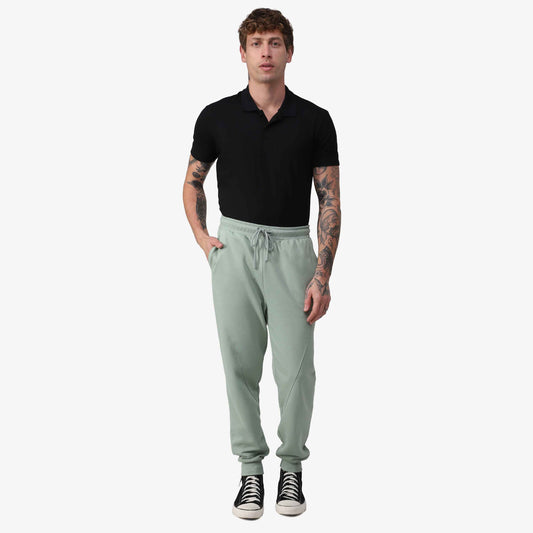 Calça Recortes Tech Impermeável Moletom Masculina - Verde Pistache