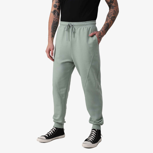 Calça Recortes Tech Impermeável Moletom Masculina - Verde Pistache