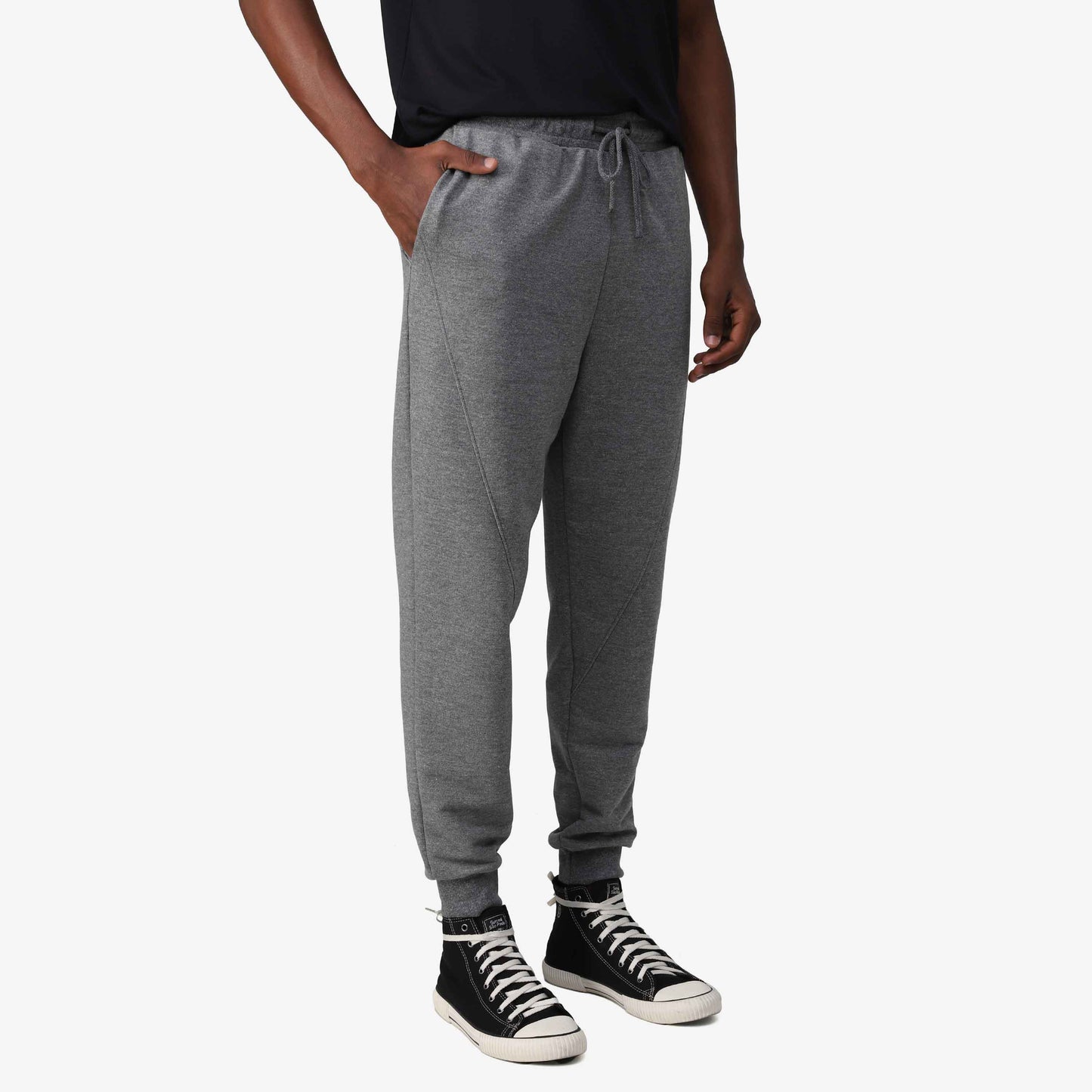 Calça Recortes Tech Impermeável Moletom Masculina - Mescla Escuro