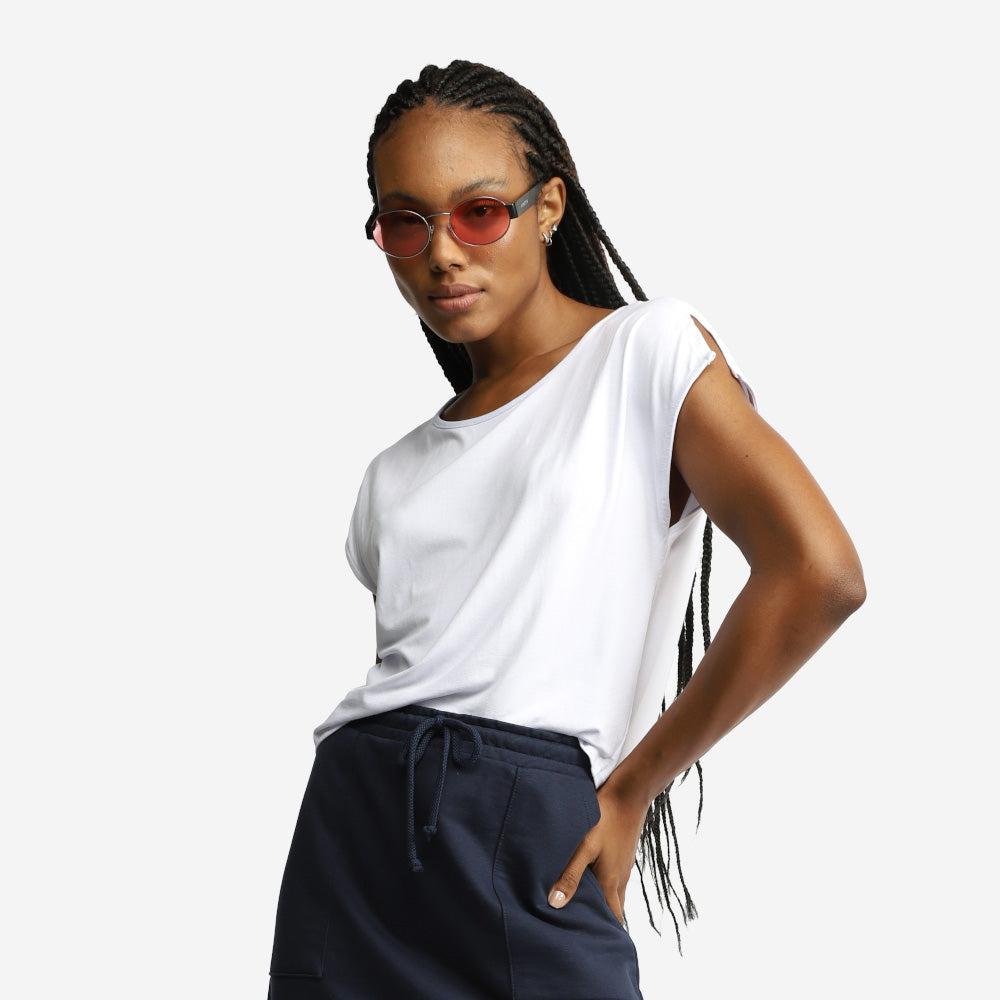 Blusa Detalhe Manga Viscose Feminina - Branco