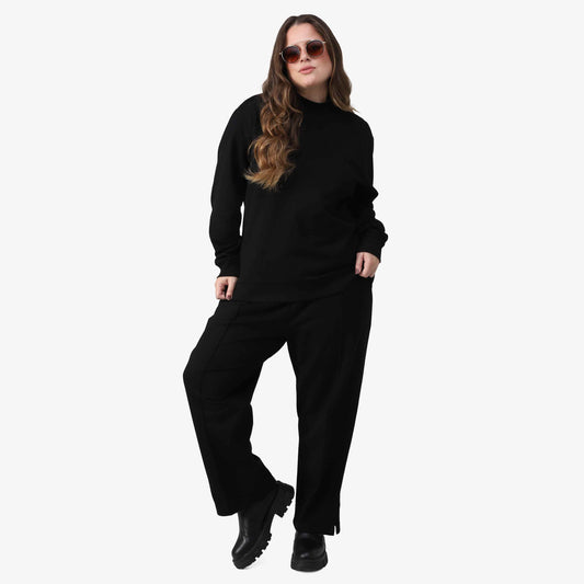 Blusão Tech Impermeável Moletom Flanelado Gola Alta Plus Feminino - Preto