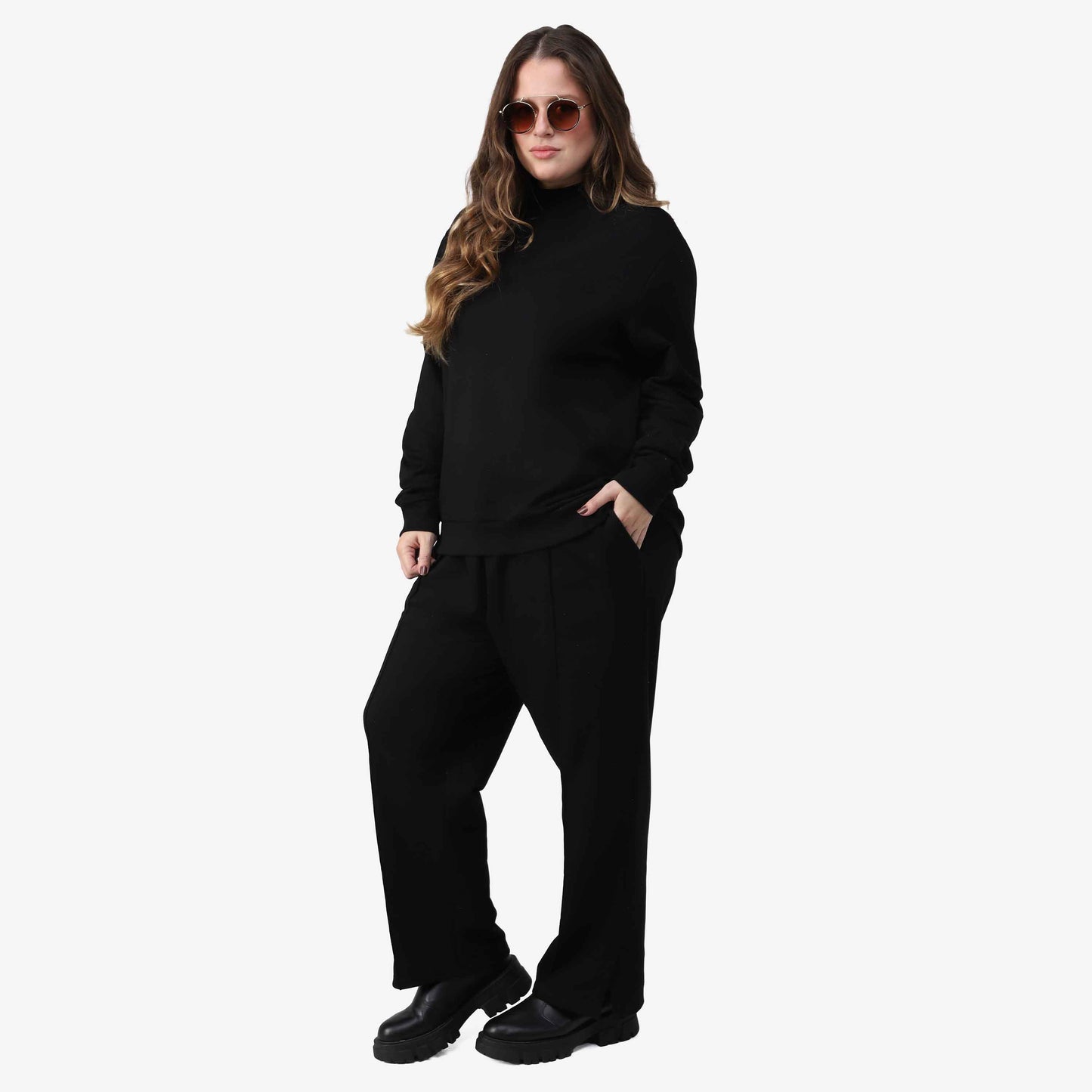 Blusão Tech Impermeável Moletom Flanelado Gola Alta Plus Feminino - Preto