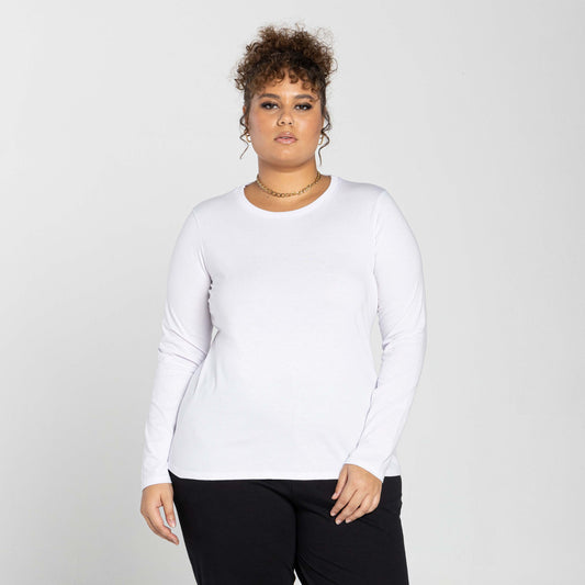 Tech T-Shirt UV Manga Longa Plus Feminina - Branco