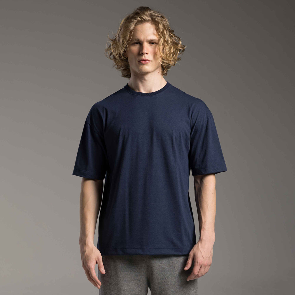 Tech T-Shirt Air Oversized Recorte Masculina - Azul Marinho