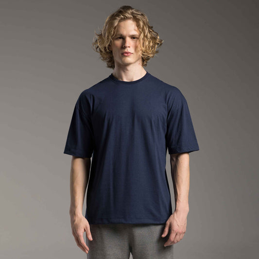 Tech T-Shirt Air Oversized Recorte Masculina - Azul Marinho
