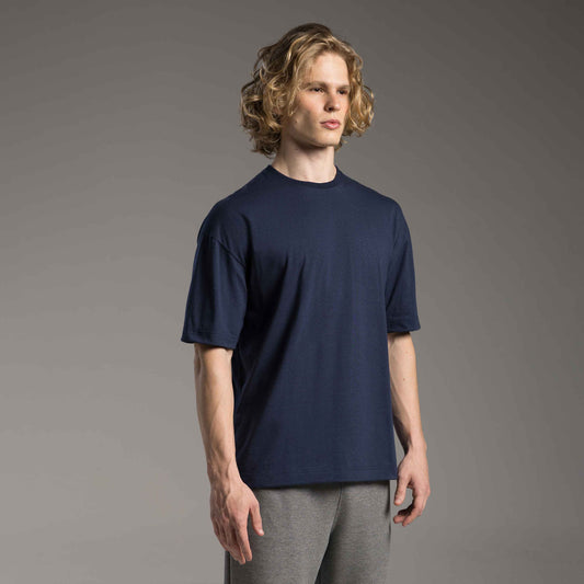 Tech T-Shirt Air Oversized Recorte Masculina - Azul Marinho