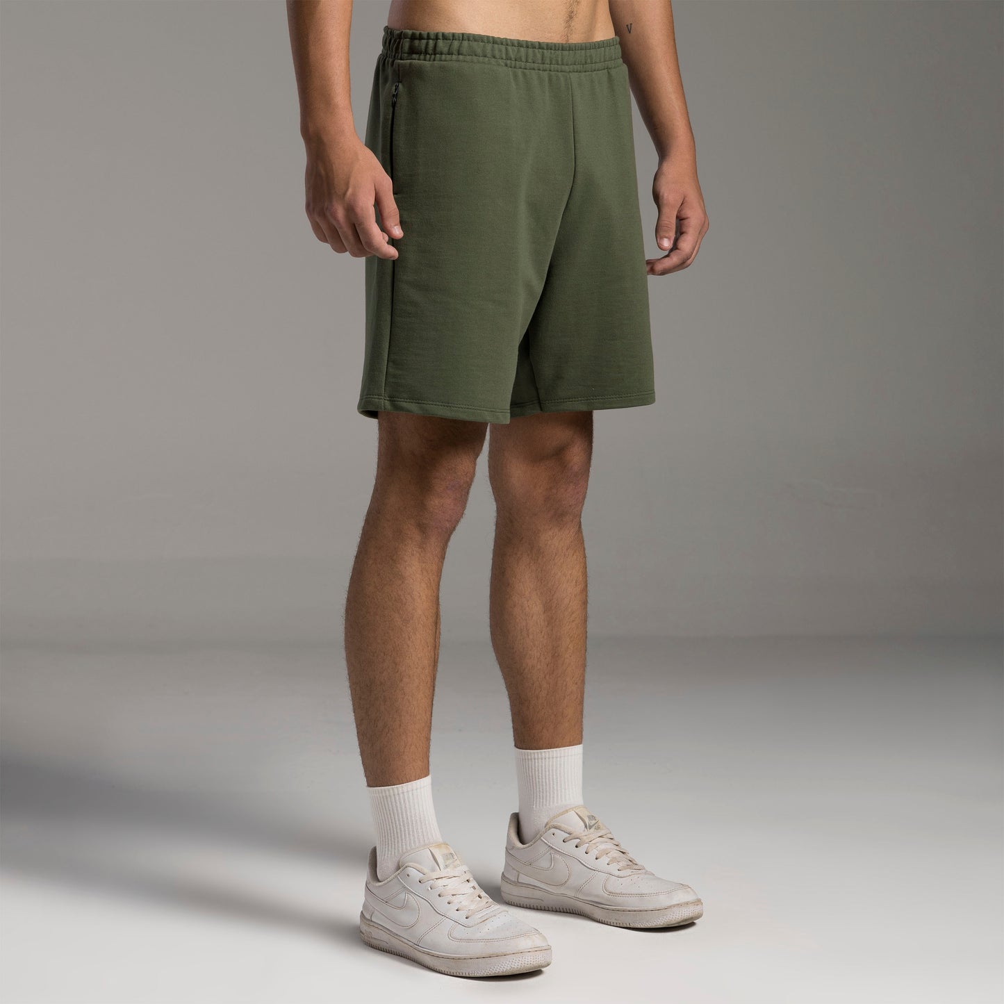 Bermuda Moletom Tech Impermeável Zíper Masculina - Verde Figo