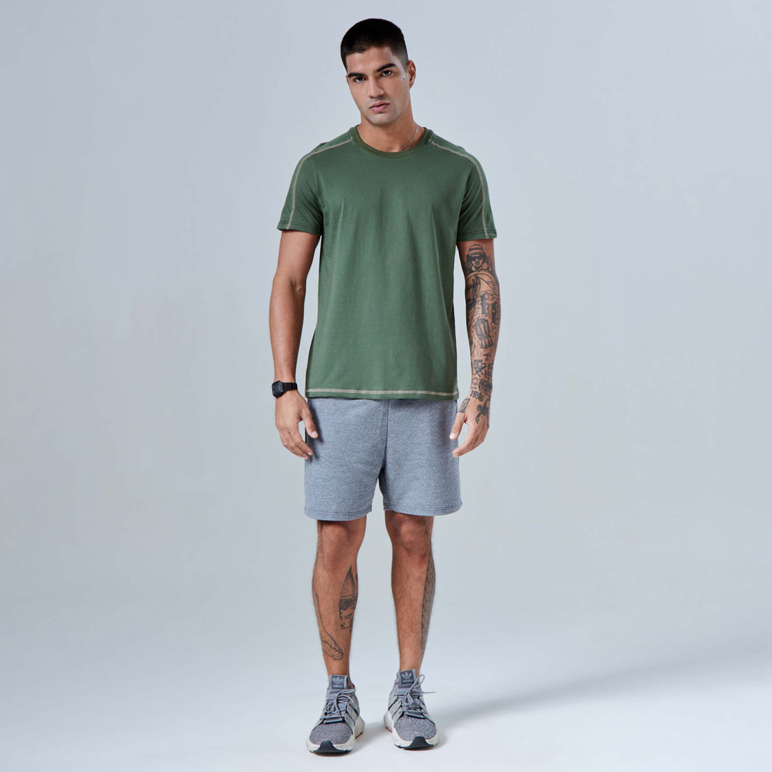 Tech T-Shirt Anti Odor Ombros Contraste Masculina - Verde Figo