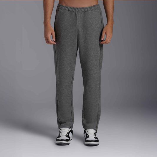 Calça Reta Moletom Tech NoLiquid Contraste - Mescla Escuro