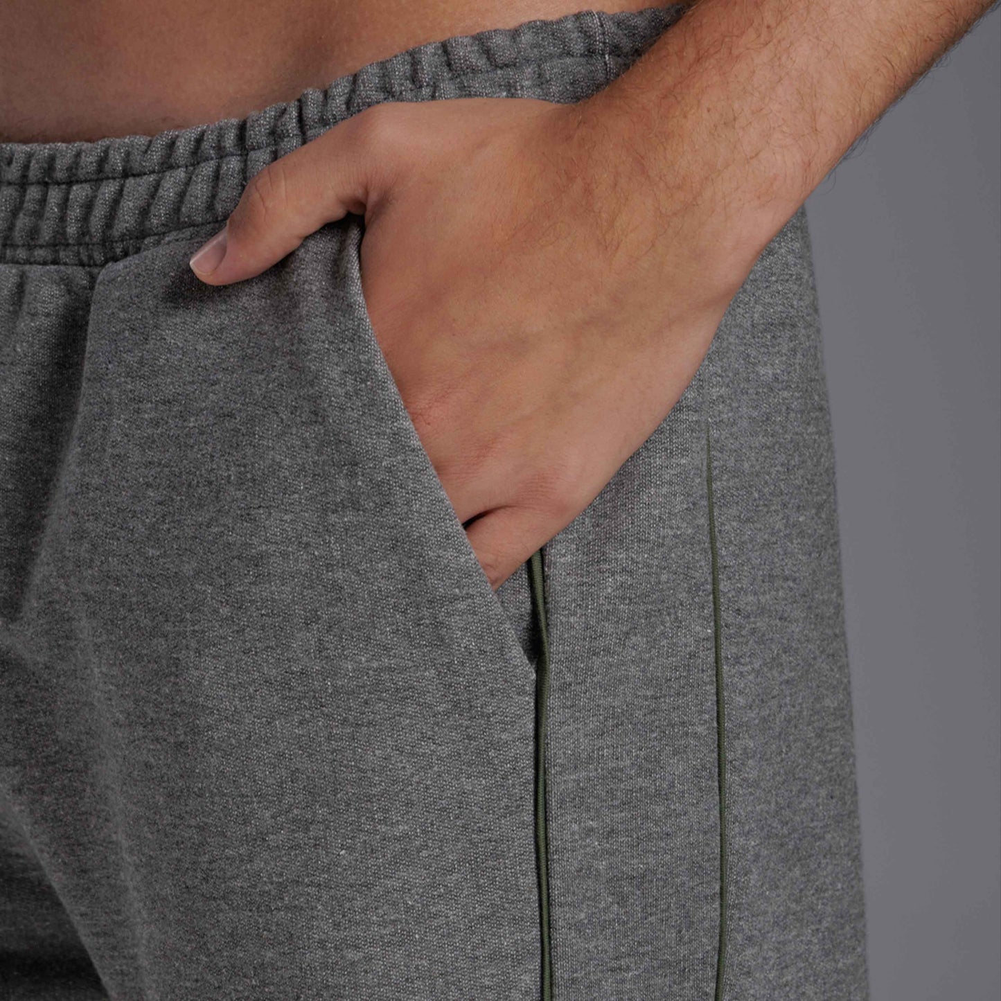 Calça Reta Moletom Tech NoLiquid Contraste - Mescla Escuro
