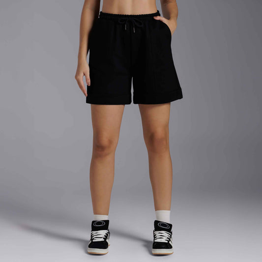 Shorts Moletom Tech NoLiquid Friso Feminino - Preto