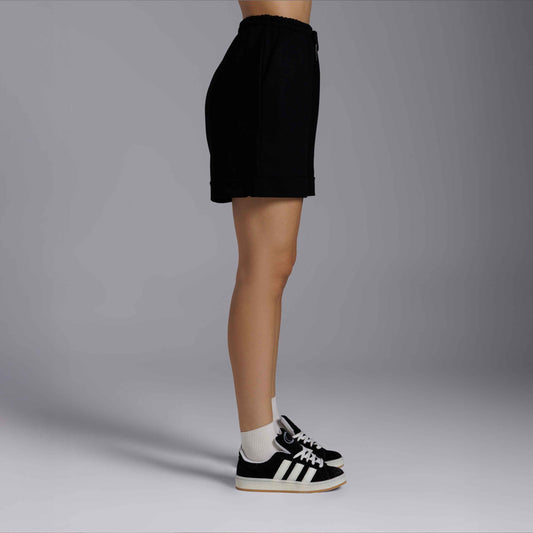 Shorts Moletom Tech NoLiquid Friso Feminino - Preto