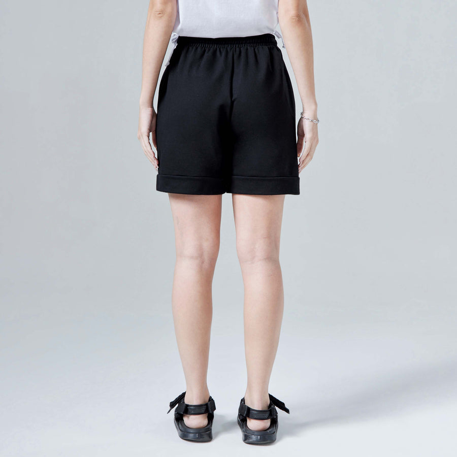 Shorts Moletom Tech Impermeável Friso Feminino - Preto