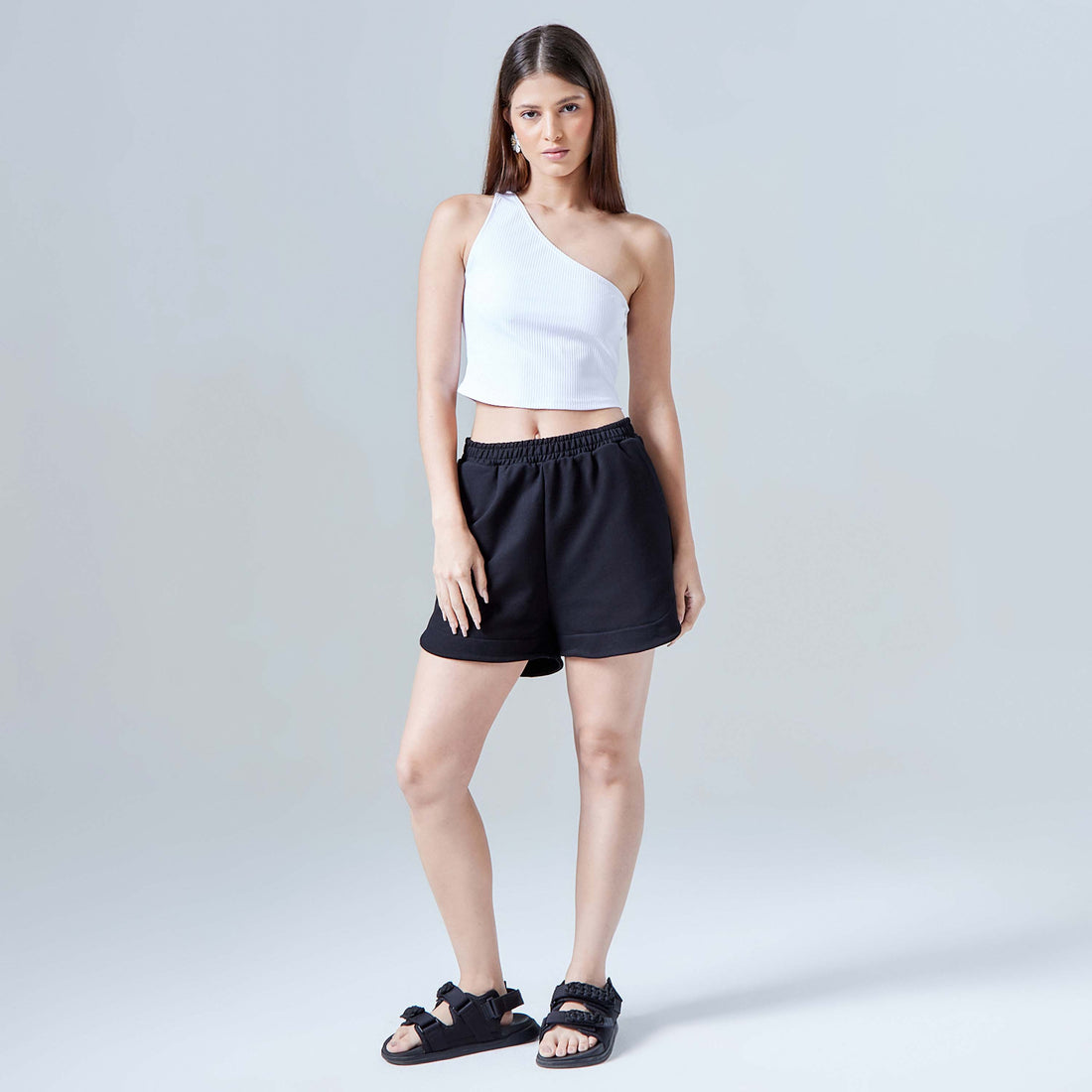 Blusa Cropped Ombro Único - Branco