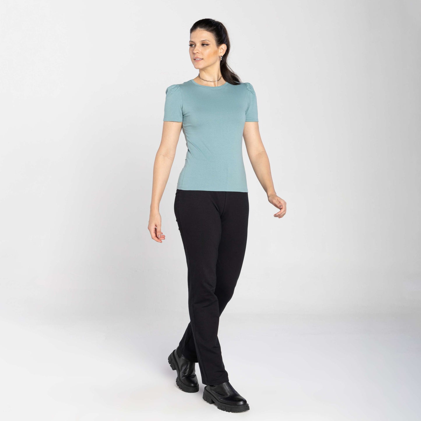 Camiseta Comfort Manga Bufante - Verde Hortelã