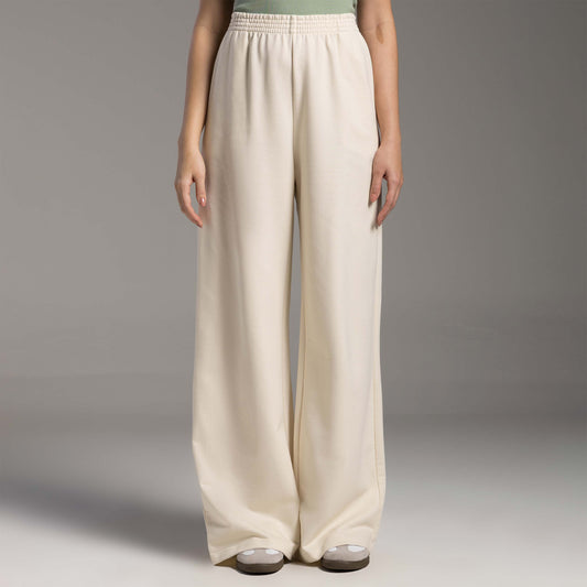 Calça Wide Moletom Tech Impermeável - Off Vanilla