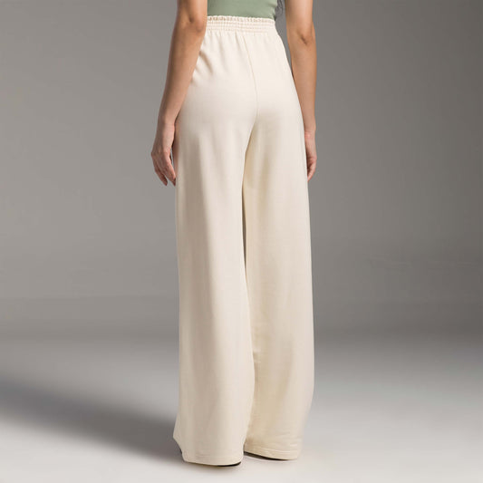 Calça Wide Moletom Tech Impermeável - Off Vanilla