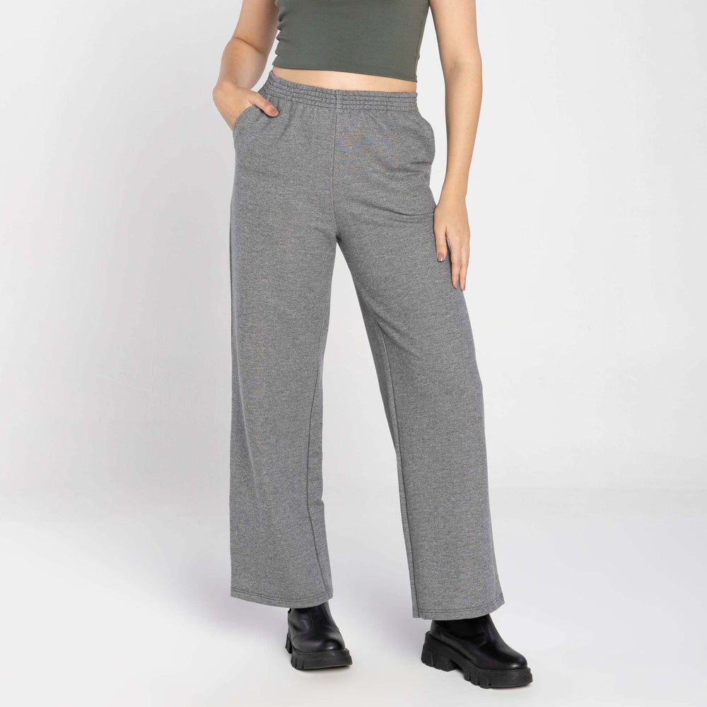 Calça Wide Moletom Tech Impermeável - Mescla Escuro