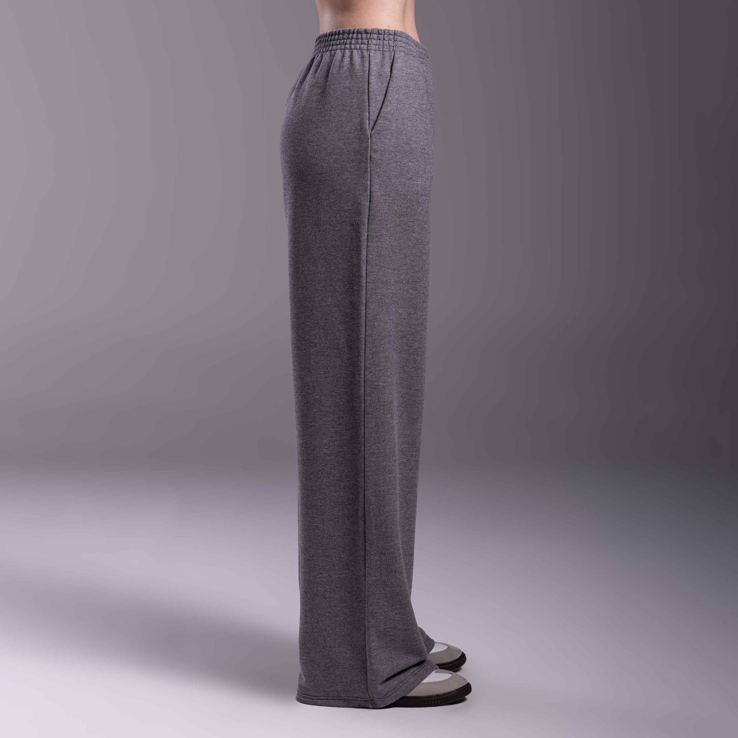 Calça Wide Moletom Tech Impermeável - Mescla Escuro