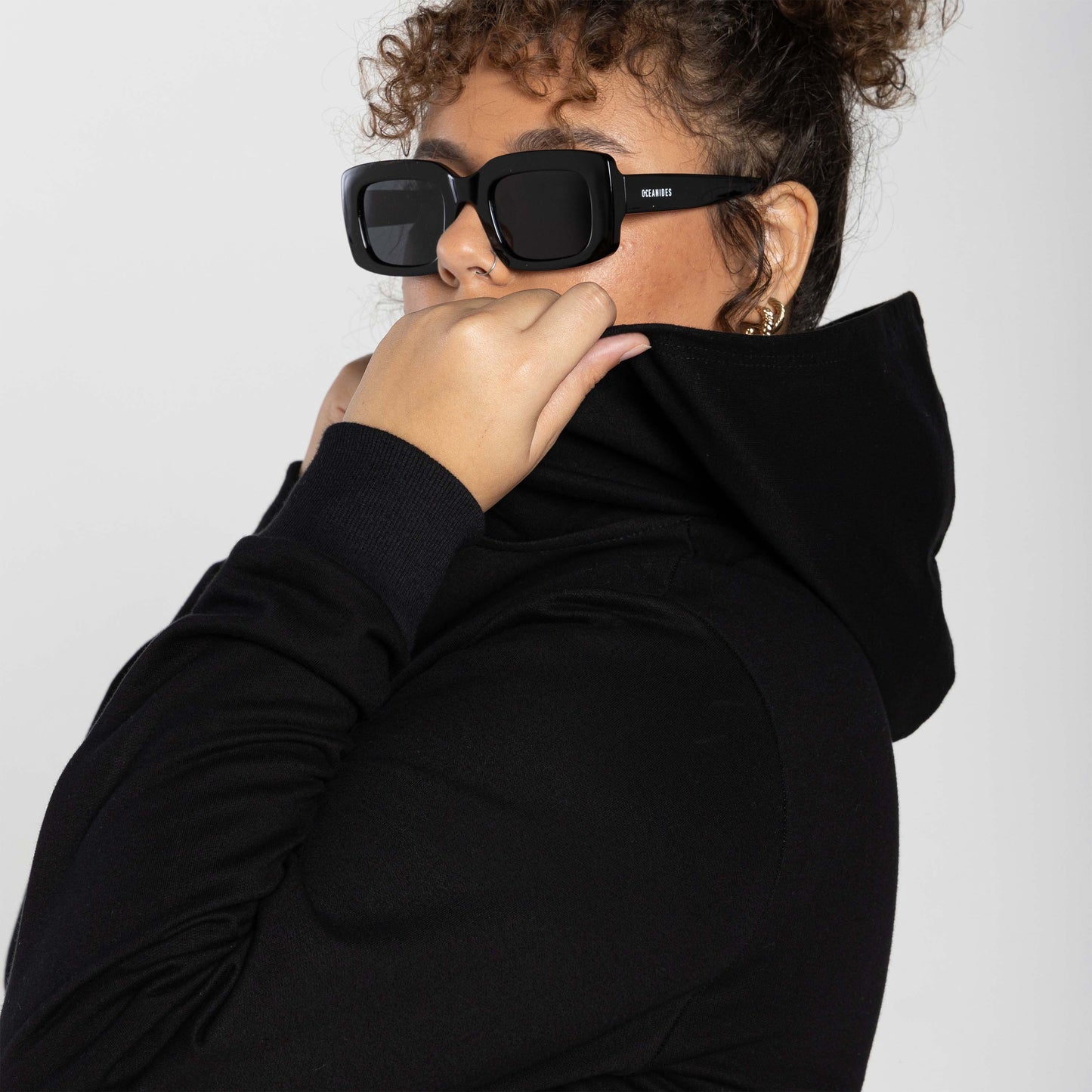 Jaqueta Moletom Tech Impermeável Capuz Plus Feminina - Preto