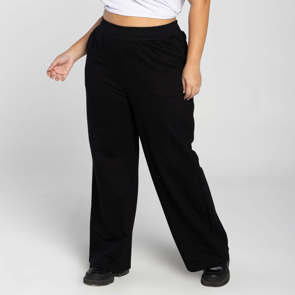 Calça Wide Moletom Tech Impermeável Plus - Preto