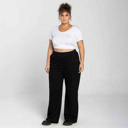 Calça Wide Moletom Tech Impermeável Plus - Preto