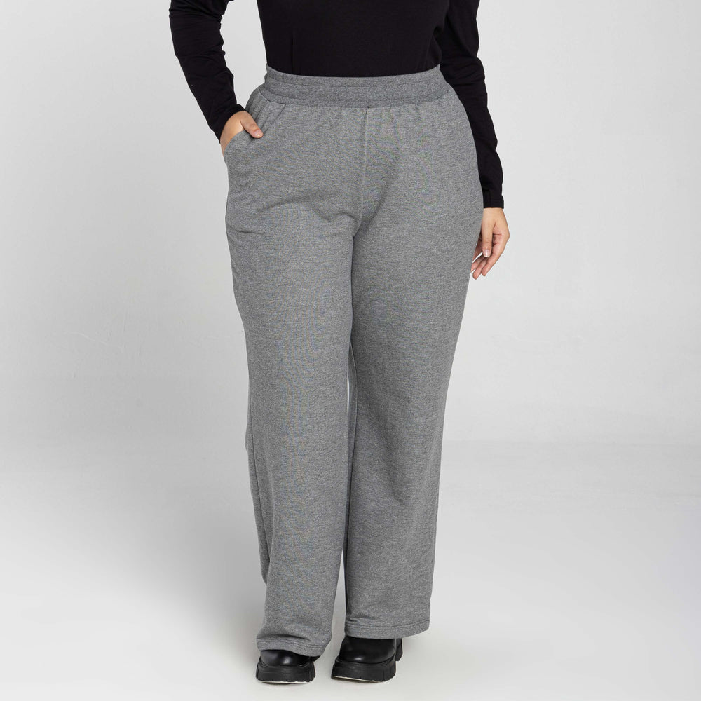 Calça Wide Moletom Tech Impermeável Plus - Mescla Escuro