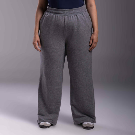 Calça Wide Moletom Tech Impermeável Plus - Mescla Escuro