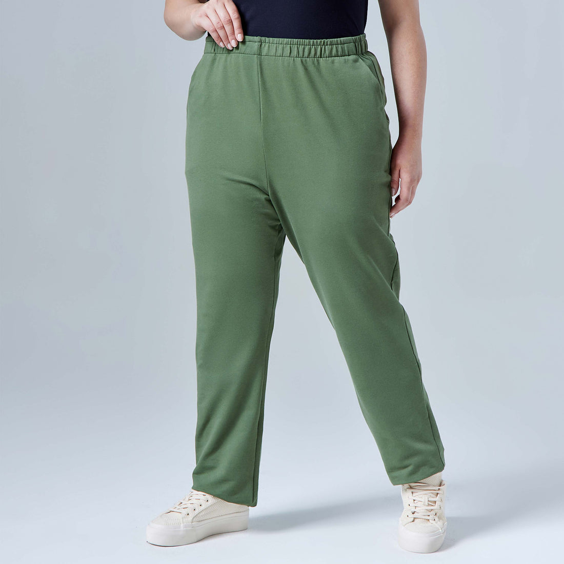 Calça Reta Moletom Comfort Plus Feminina - Verde Figo