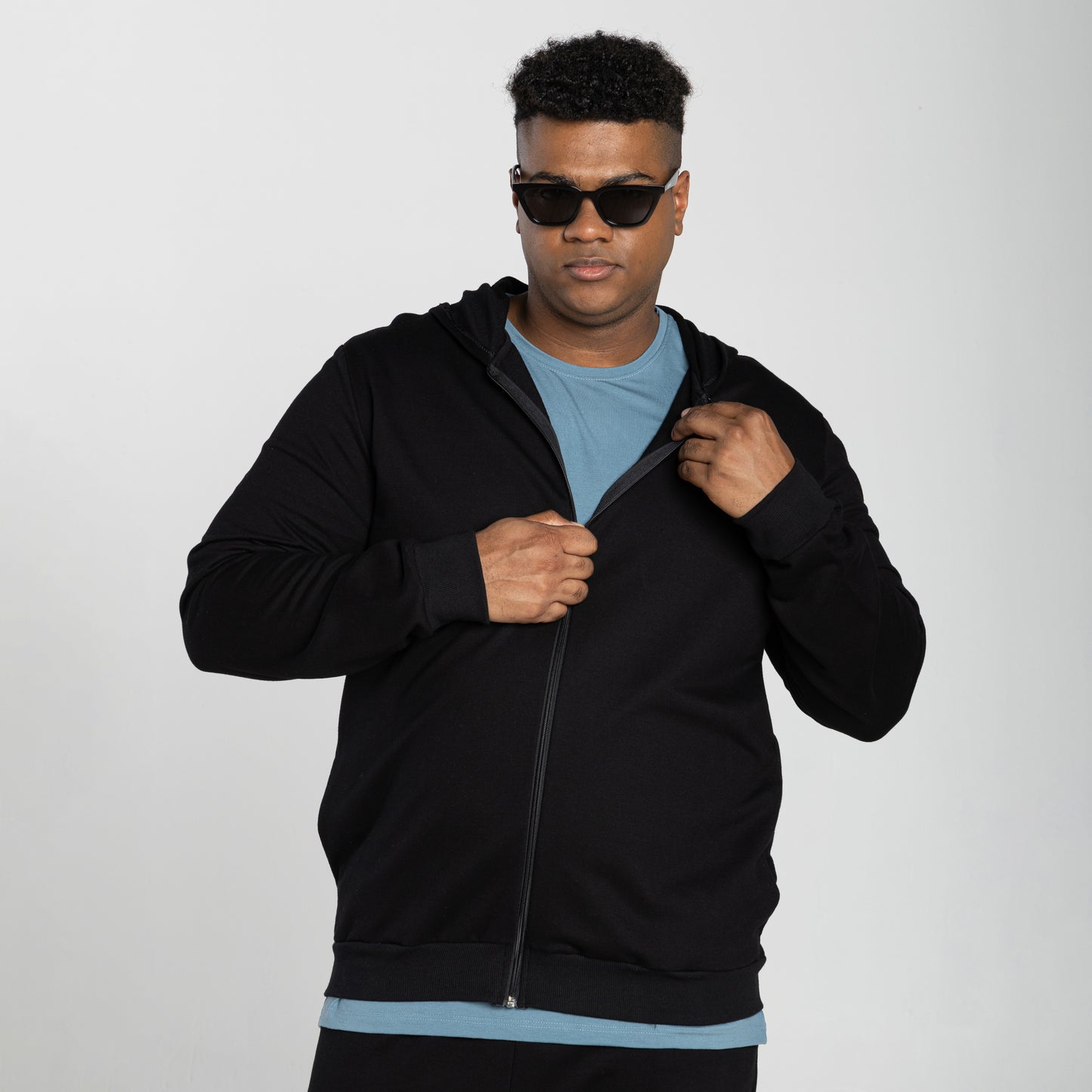 Jaqueta Moletom Tech Impermeável Capuz Plus Masculina - Preto