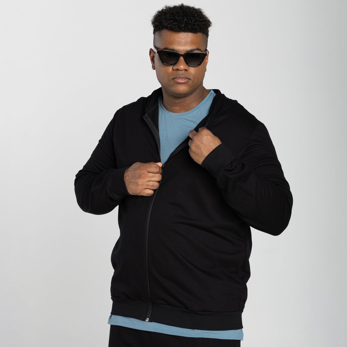Jaqueta Moletom Tech Impermeável Capuz Plus Masculina - Preto