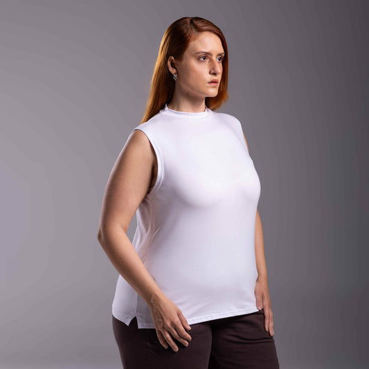 Regata Tech Anti Odor Gola Alta Plus Feminina - Branco