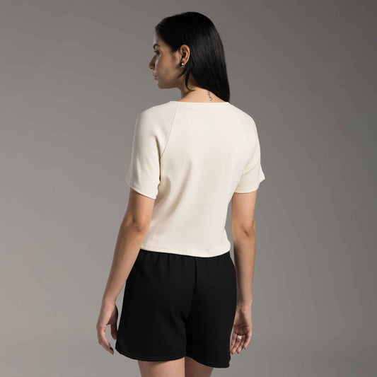 Tech T-Shirt Ribana Anti Odor Cropped Feminina - Off Vanilla