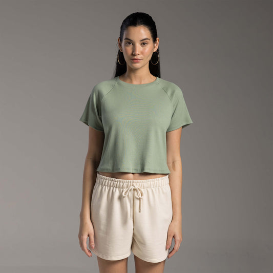 Tech T-Shirt Ribana Anti Odor Cropped Feminina - Verde Pistache