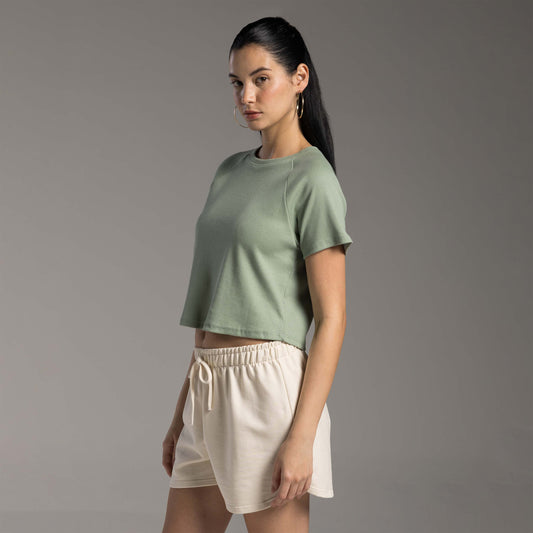 Tech T-Shirt Ribana Anti Odor Cropped Feminina - Verde Pistache