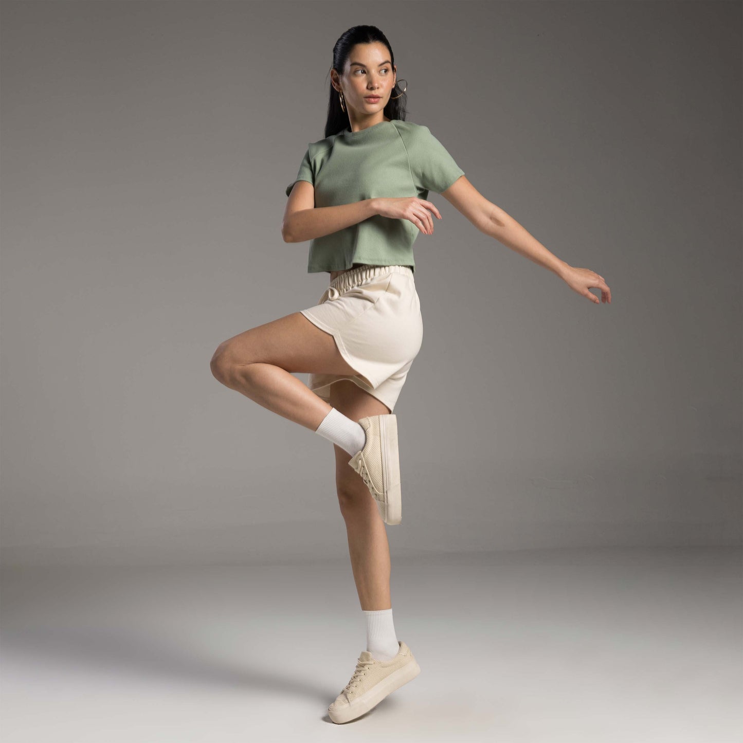 Tech T-Shirt Ribana Anti Odor Cropped Feminina - Verde Pistache