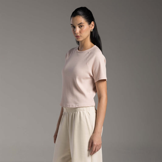 Tech T-Shirt Ribana Anti Odor Cropped Feminina - Rosa Lemonade