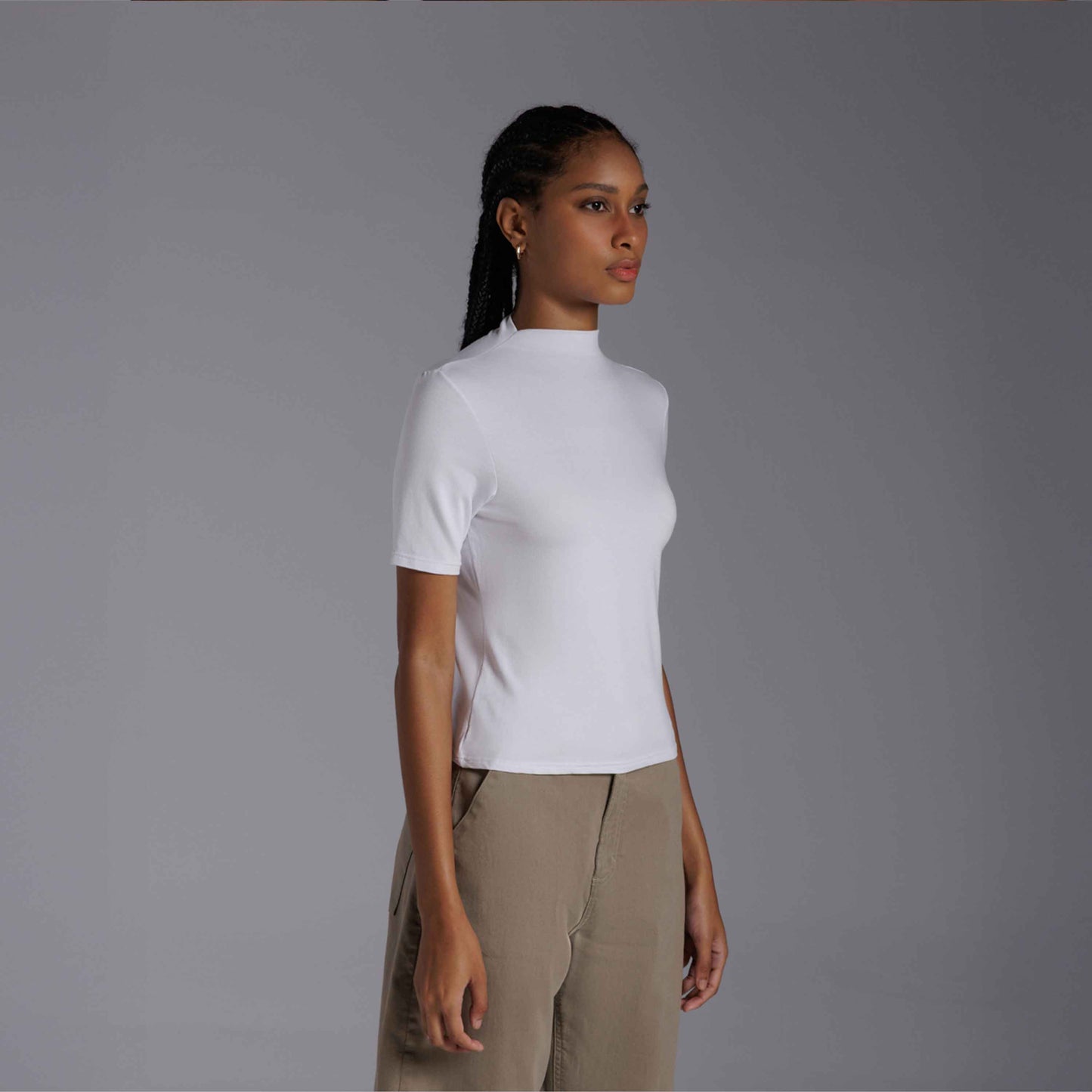 Tech T-Shirt Modal Gola Alta Feminina - Branco
