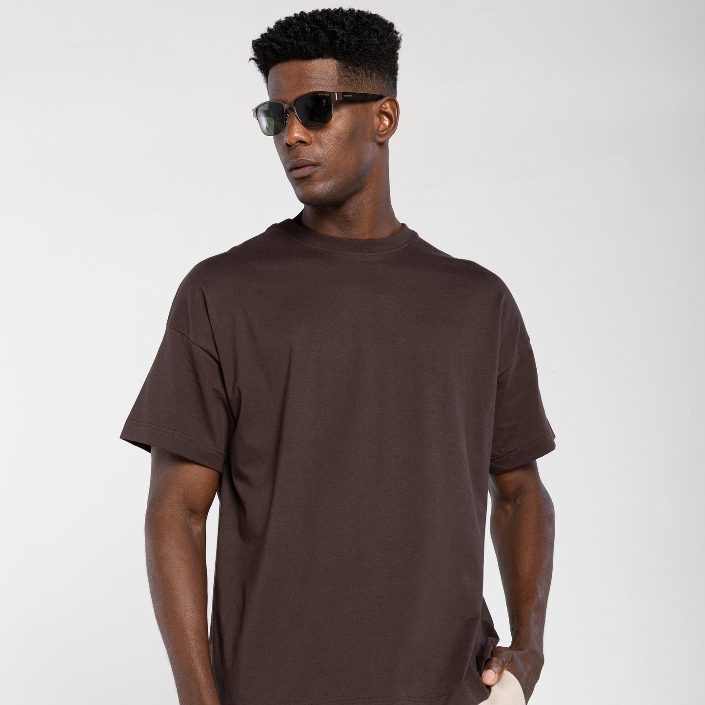 Tech T-Shirt Impermeável Contraste Masculina - Marrom