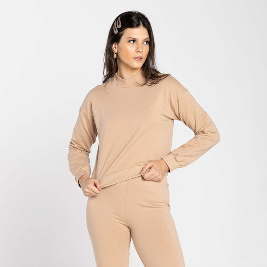 Blusão Cropped Tech Impermeável Feminino - Bege Camel